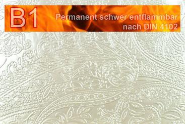 Kunstleder Safety - Paisley - schwer entflammbar Creme