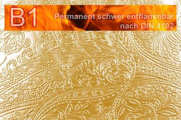 Kunstleder Safety - Paisley - schwer entflammbar Gold