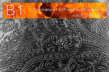 Kunstleder Safety - Paisley - schwer entflammbar Schwarz