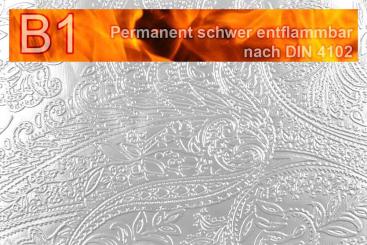 Kunstleder Safety - Paisley - schwer entflammbar Silber