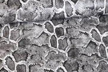 Elastik-Kunstleder - Schlange - Silbergrau 