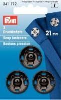 Prym - 3 Annäh-Druckknöpfe - Schwarz - 21 mm 