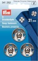 Prym - 3 Annäh-Druckknöpfe - Silber - 21 mm 