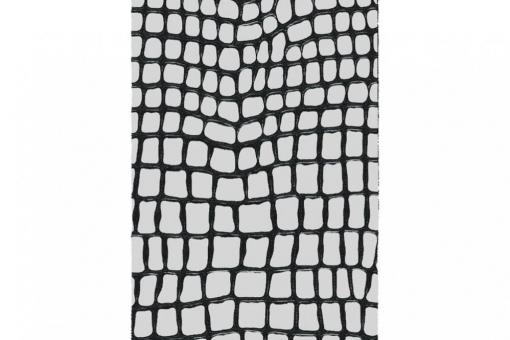 Leder-Imitat Waterproof - Riesenschlange Silber/Schwarz