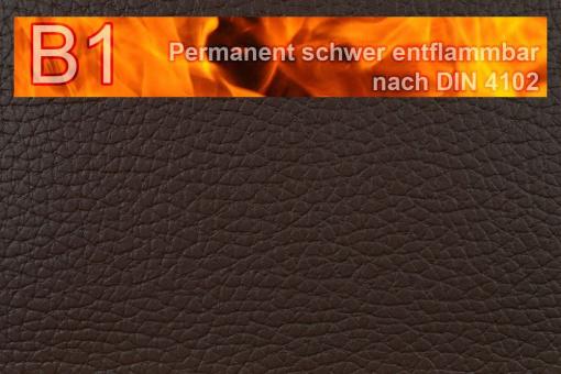 Kunstleder Medical - Büffel-Nappa - permanent schwer entflammbar Schwarzbraun