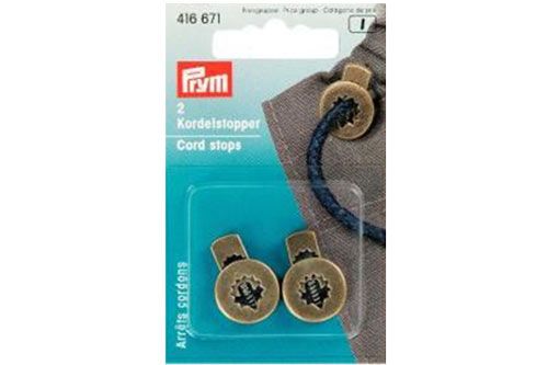 Prym - 2 Kordelstopper rund - Messing matt 