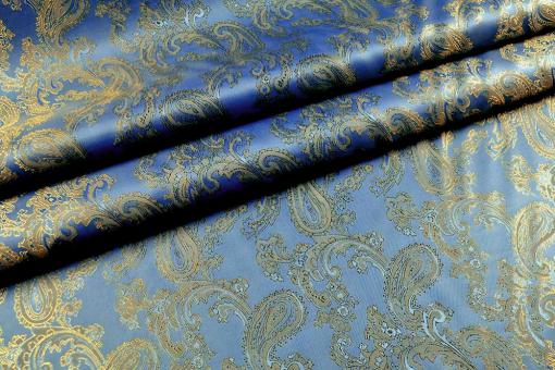Edeltaft - Paisley Blau/Gold