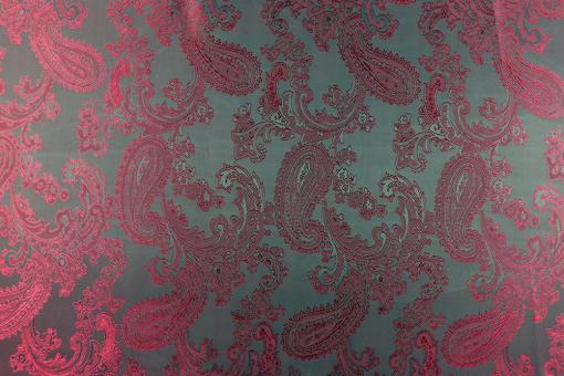 Edeltaft - Paisley Petrol/Bordeaux