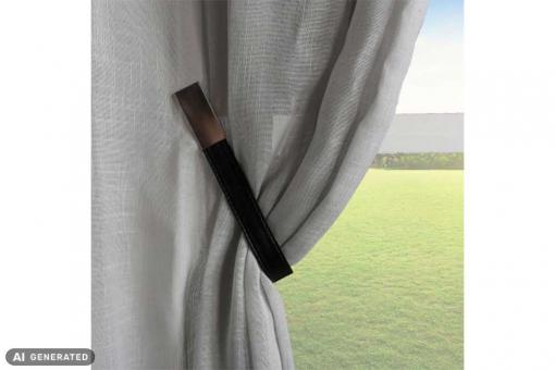 Kunstleder-Raffhalter - magnetisch - Schwarz 